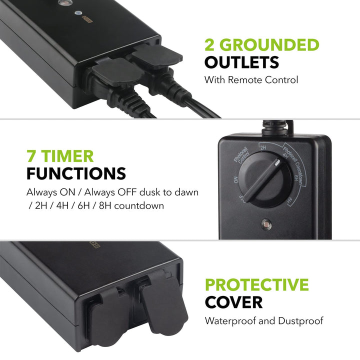 Outdoor 24-Hour Timer Remote Control With Photocell Light Sensor BN-LINK - BN-LINK