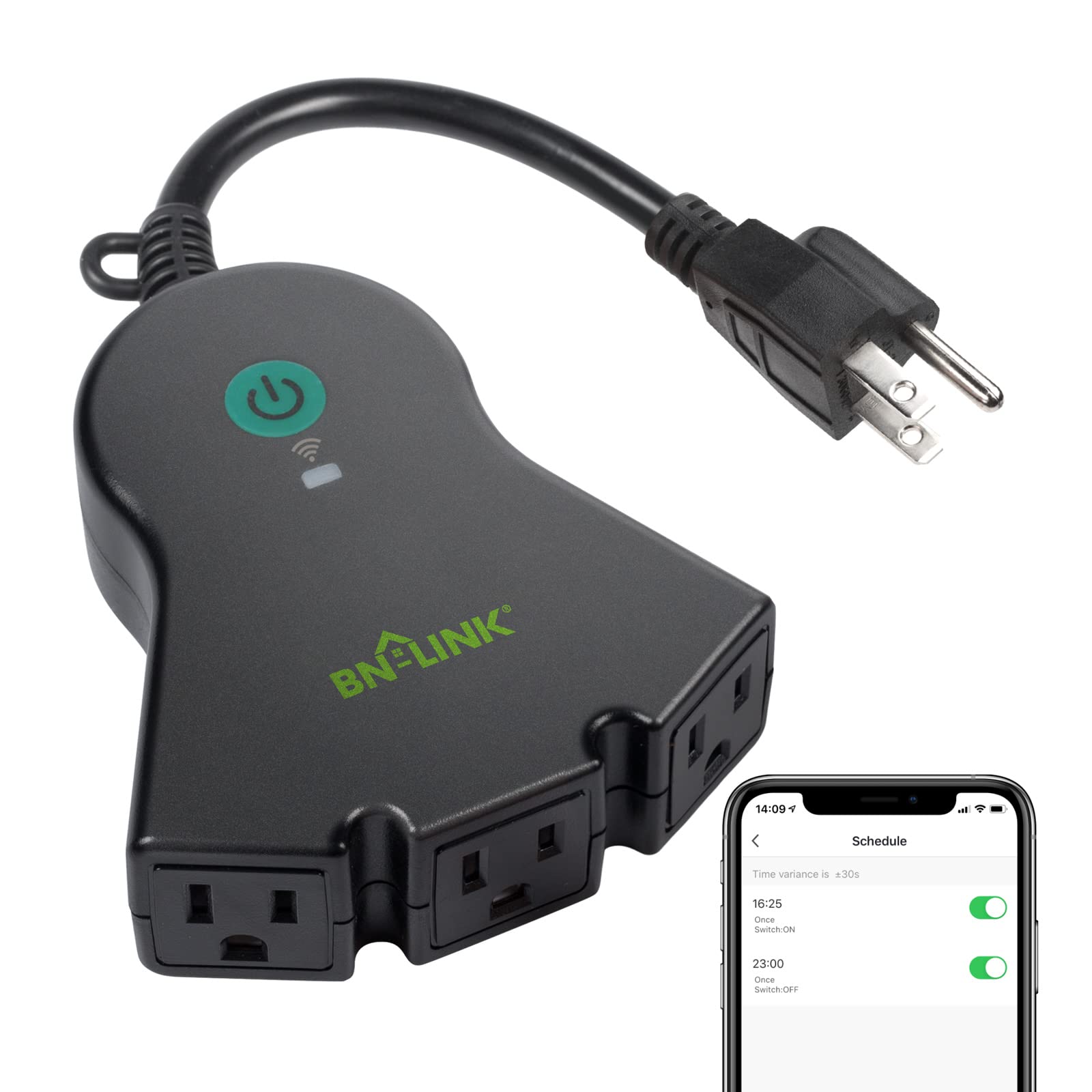 BN LINK Smart WiFi Heavy Duty Outdoor Outlet Timer and Countdown Function No Hub Required for Outdoor Lights Compatible with Alexa and Google