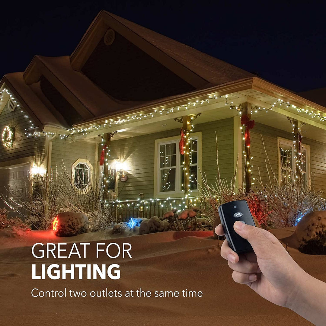 Outdoor Remote Control Dual 3-Prong Outlet Weatherproof Heavy Duty 15 ...