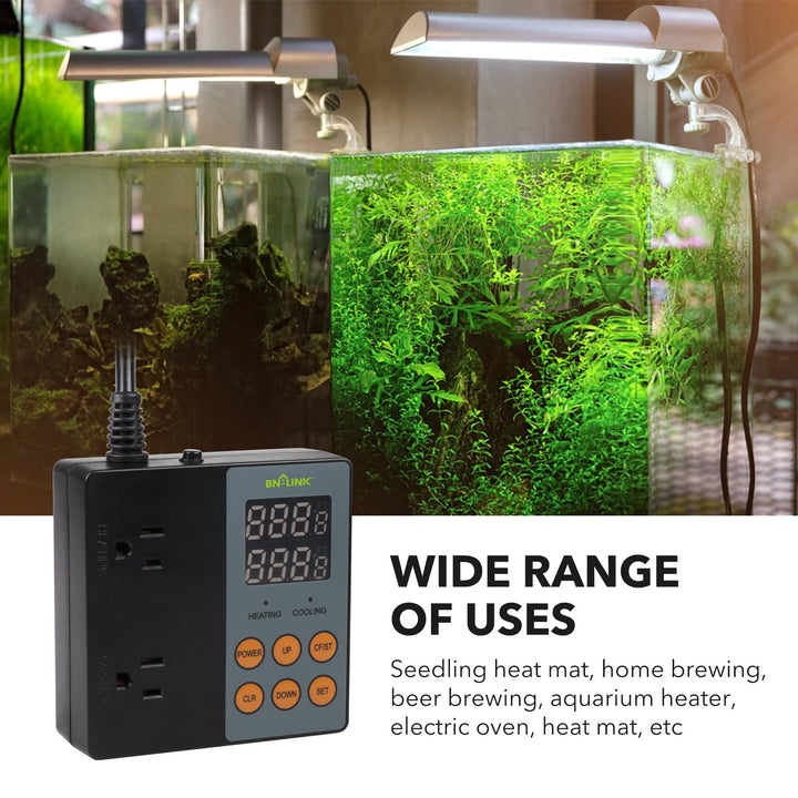 Digital Heating and Cooling Professional Thermostat Controller -40-176°F 15A/1875W BN-LINK - BN-LINK