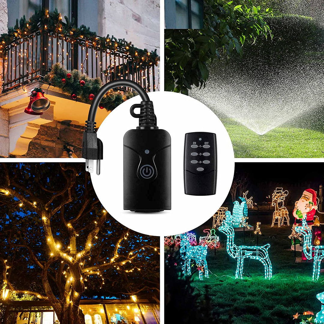 Outdoor Indoor Wireless Remote Control 3-Prong Outlet Heavy Duty 1 Rem ...