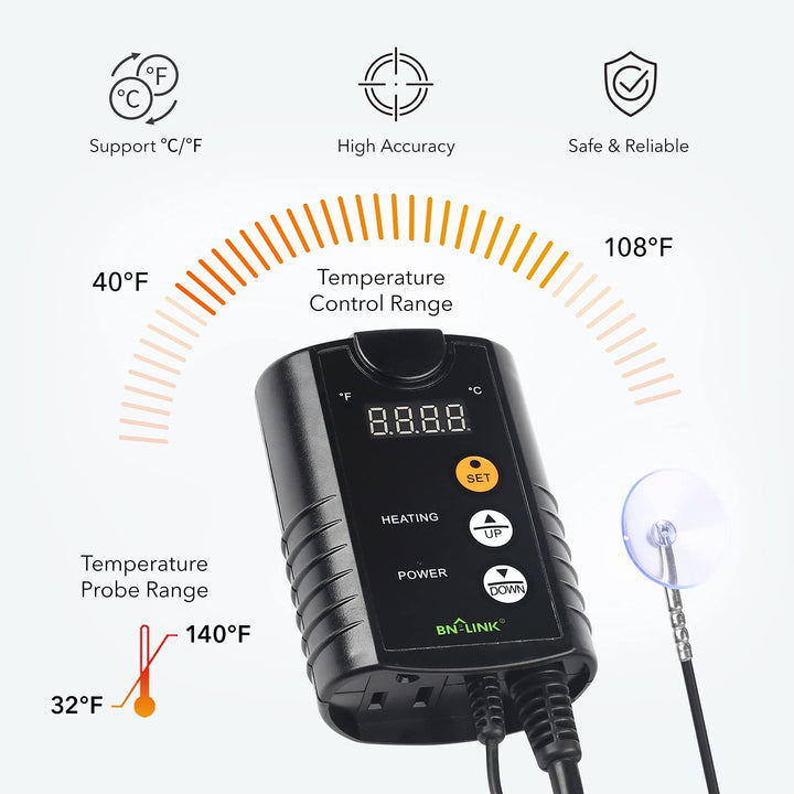 Durable Reptile Heating Pad with Digital Thermostat Combo Set 6“*8 " BN-LINK - BN-LINK