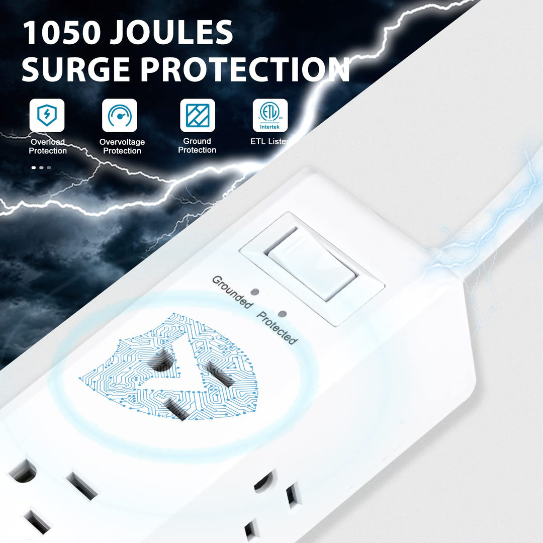 Surge Protector Power Strip with 6 Outlets 2 USB-A 1 USB-C 3-Side Outlet BN-LINK - BN-LINK