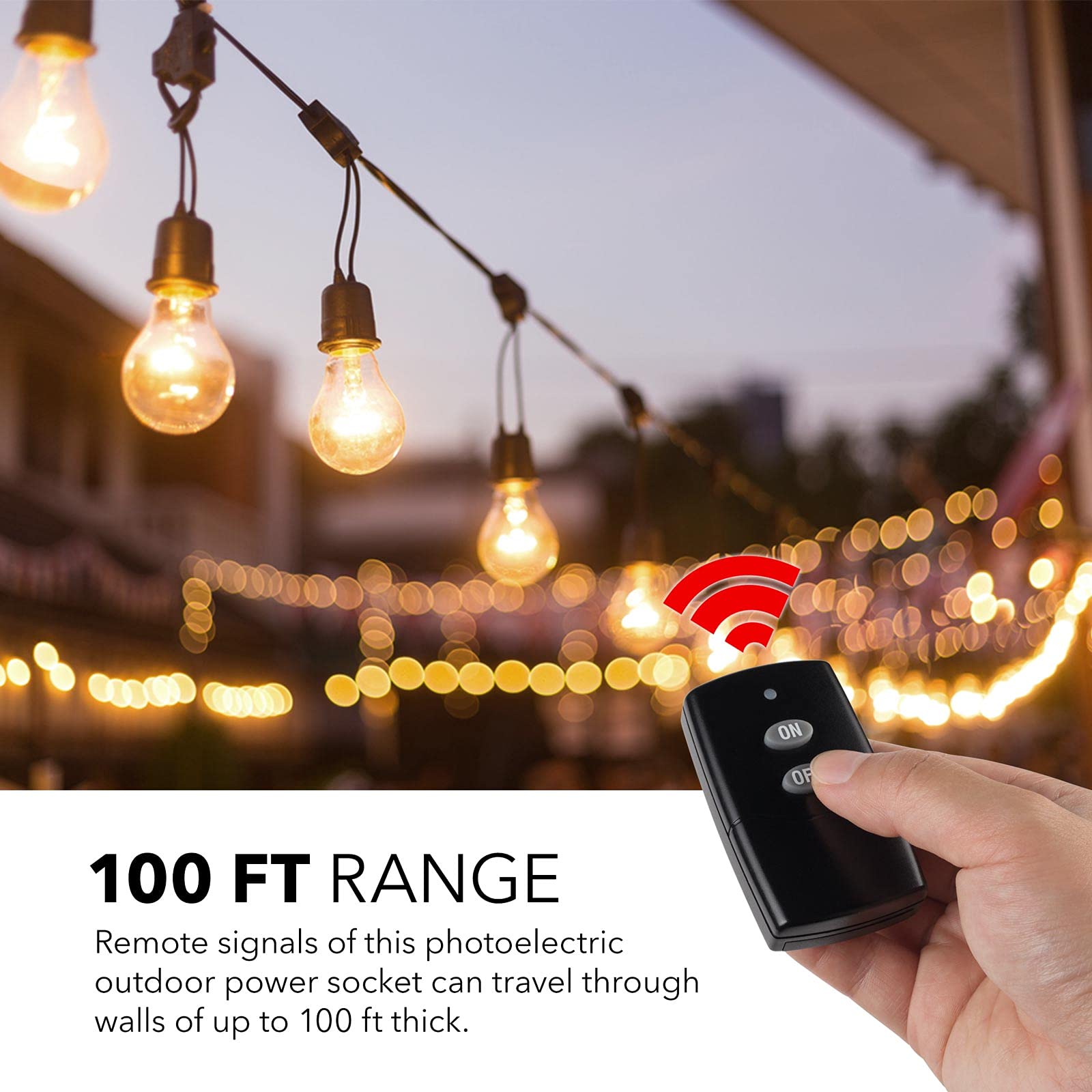 Outdoor Wireless Remote Control 3-Prong Outlet Weatherproof Heavy Duty Compact BN-LINK - BN-LINK