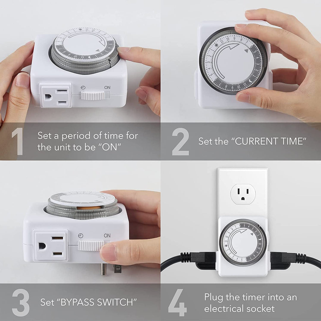Indoor Timer-24 Hour Plug-in Dual Mechanical Heavy Duty Daily On/Off Cycle (2 PACK) BN-LINK - BN-LINK