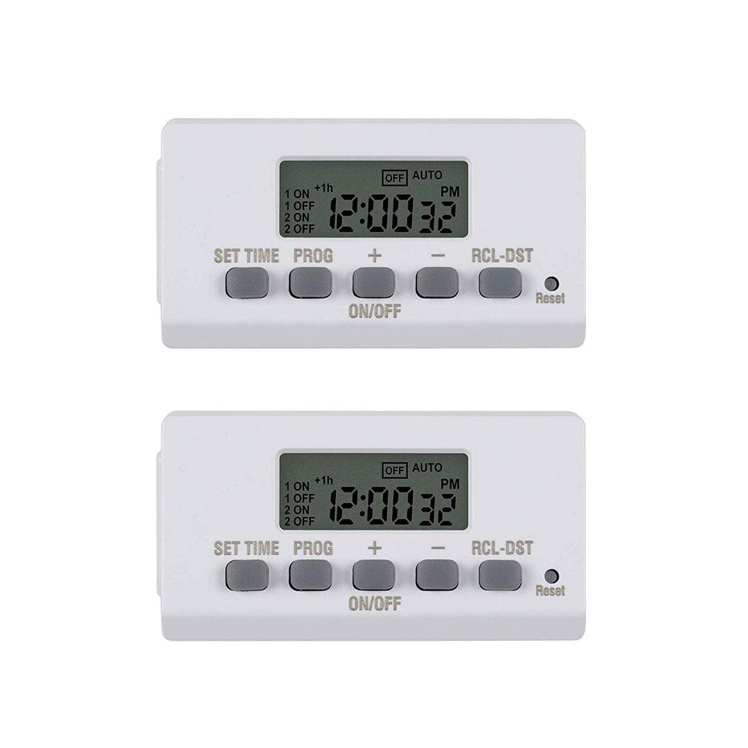 BN-LINK Digital Timer Outlet 24-Hour Programmable Digital Outlet Timer 2 Pack 2 On/Off Programs 2-Prong Mini Indoor Easy Set Stackable Plug-In for