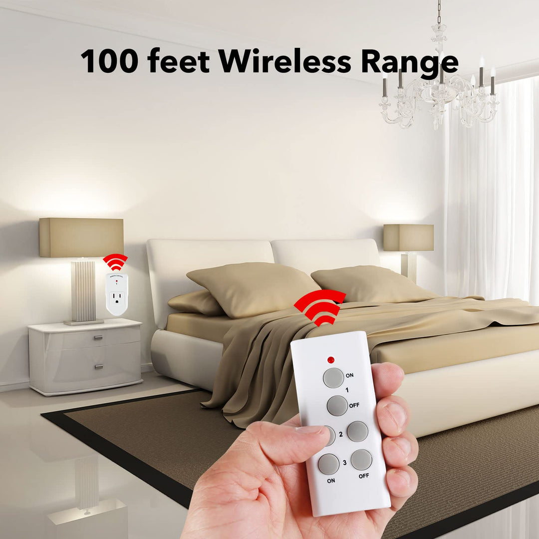 BN-LINK Wireless Remote Control Outlet with Extra Long Range, for Household  Appliances, White (2 Remotes + 5 Outlets)