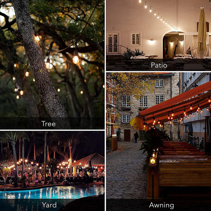 48ft Smart Wifi Outdoor String Lights-15 LED Bulbs Dimmable & Shatterproof BN-LINK - BN-LINK