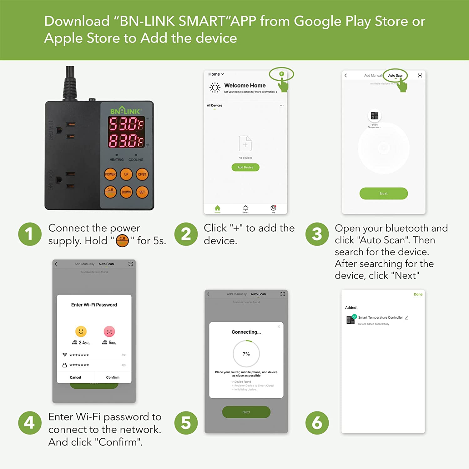 Smart WiFi Temperature Controller Heating Cooling Works with Alexa and Google Home BN-LINK - BN-LINK