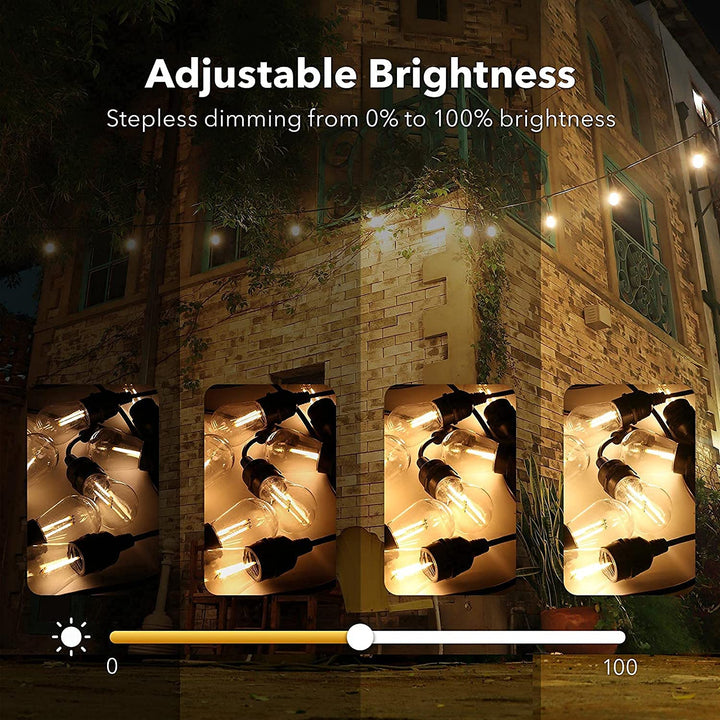96ft Smart Outdoor String Lights 48 LED Bulbs Dimmable & Shatterproof BN-LINK - BN-LINK