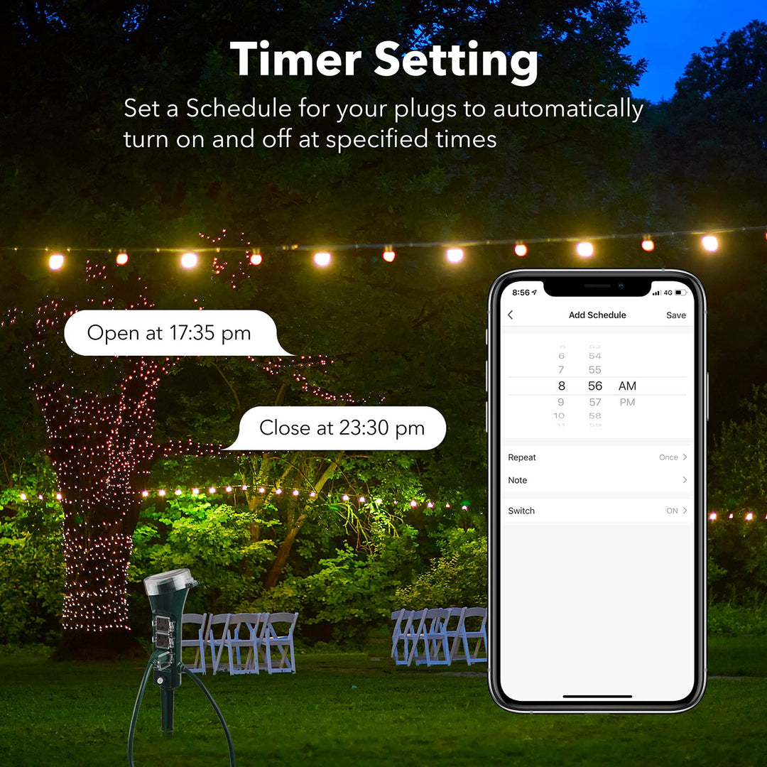 Outdoor Smart WiFi Plug, HBN Heavy Duty Wi-Fi Timer with Two Grounded Outlet, Wireless Remote Control by App Compatible with Alexa and Google Home