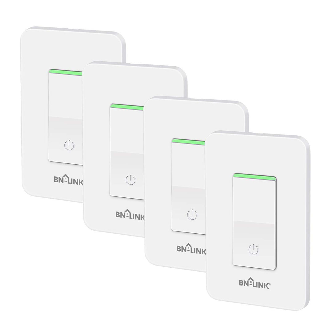 WiFi Smart in-Wall Light Switch with Timer Function Compatible with Alexa and Google Assistant (4 Pack) BN-LINK - BN-LINK
