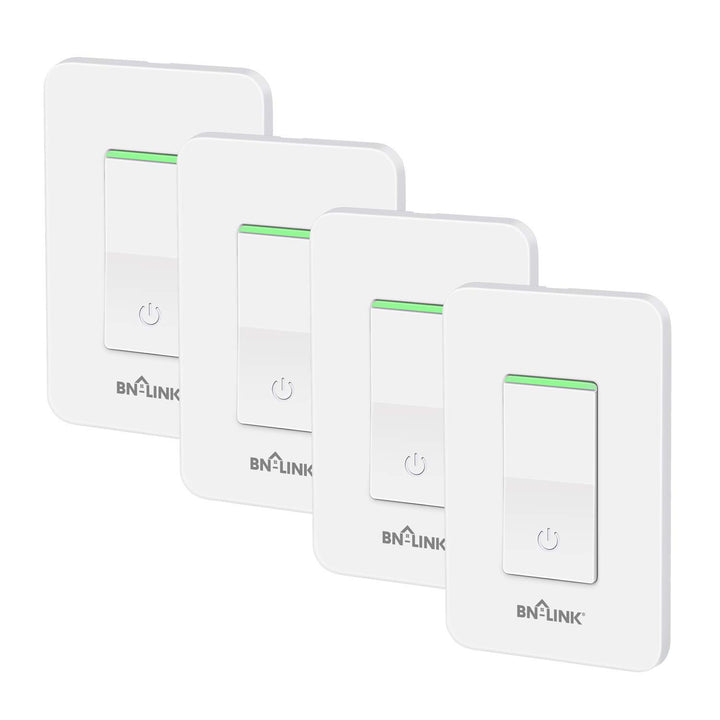 WiFi Smart in-Wall Light Switch with Timer Function Compatible with Alexa and Google Assistant (4 Pack) BN-LINK - BN-LINK