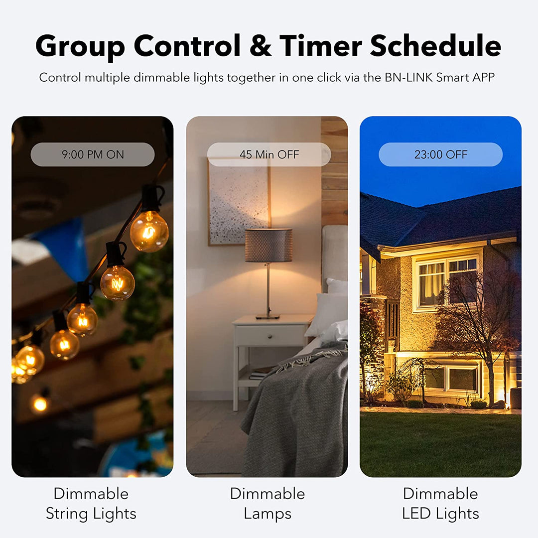 Smart Outdoor Dimmer, WiFi Plug-In Light Dimmer Switch for LED String Light, Wireless Remote Control Dimming-350W, Outdoor Plug Works with Alexa
