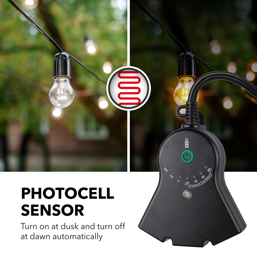 Remote Photocell 3-Outlet Control Timer