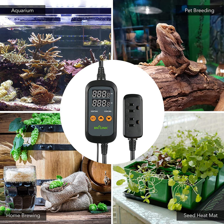 Digital Thermostat Controller Plug Heating Cooling 2-Stage Outlet BN-LINK - BN-LINK