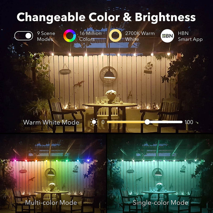 96ft Smart Wifi String Lights RGBW Color Voice Control 30 Shatterproof Bulbs BN-LINK - BN-LINK