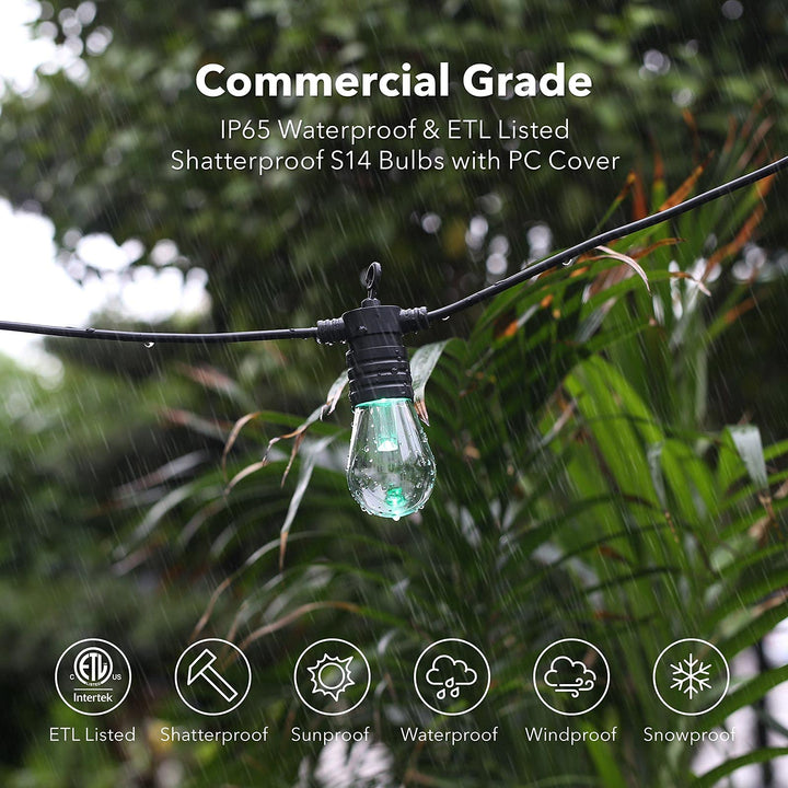 96ft Smart Wifi String Lights RGBW Color Voice Control 30 Shatterproof Bulbs BN-LINK - BN-LINK